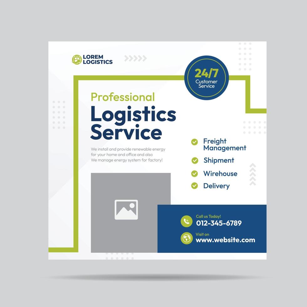 Shipment and Logistics service social media post design or Courier and delivery post templates vector
