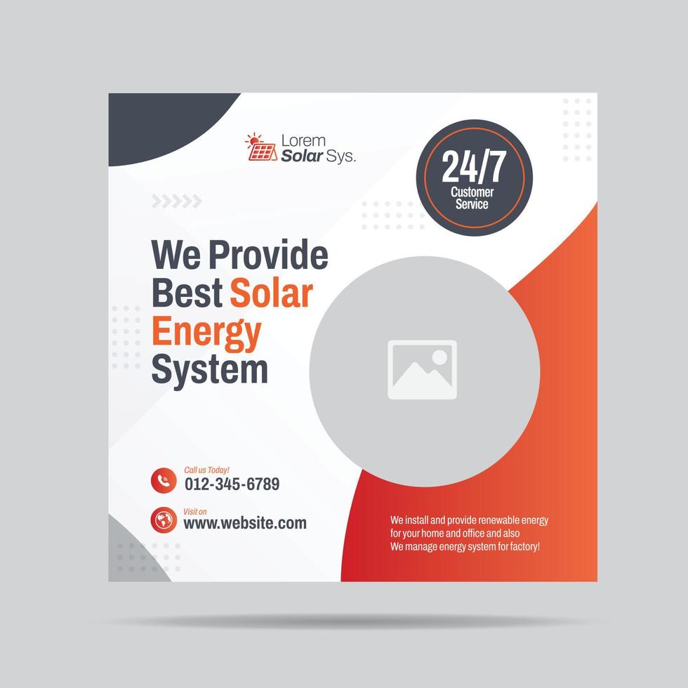 Solar Energy system Social Media Post Template Design and  Renewable energy web banner design vector