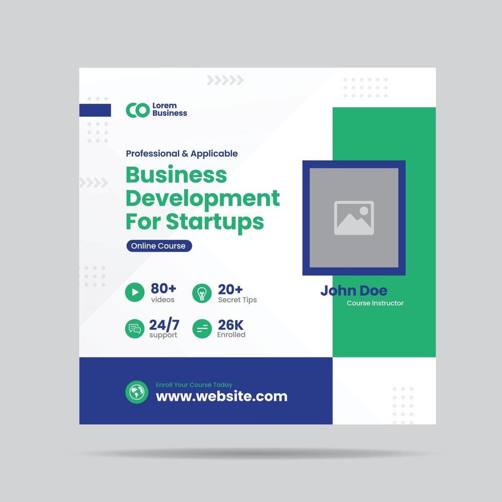 Business Development for Startup Social Media post  or Grow Your Business Online Course web banner vector