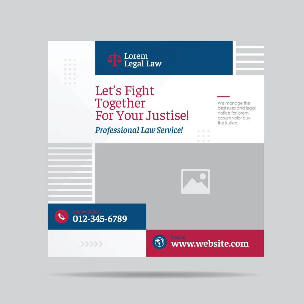 Law firm Social Media Post Design or Law and Justice Web Banner Design or Legal web template vector