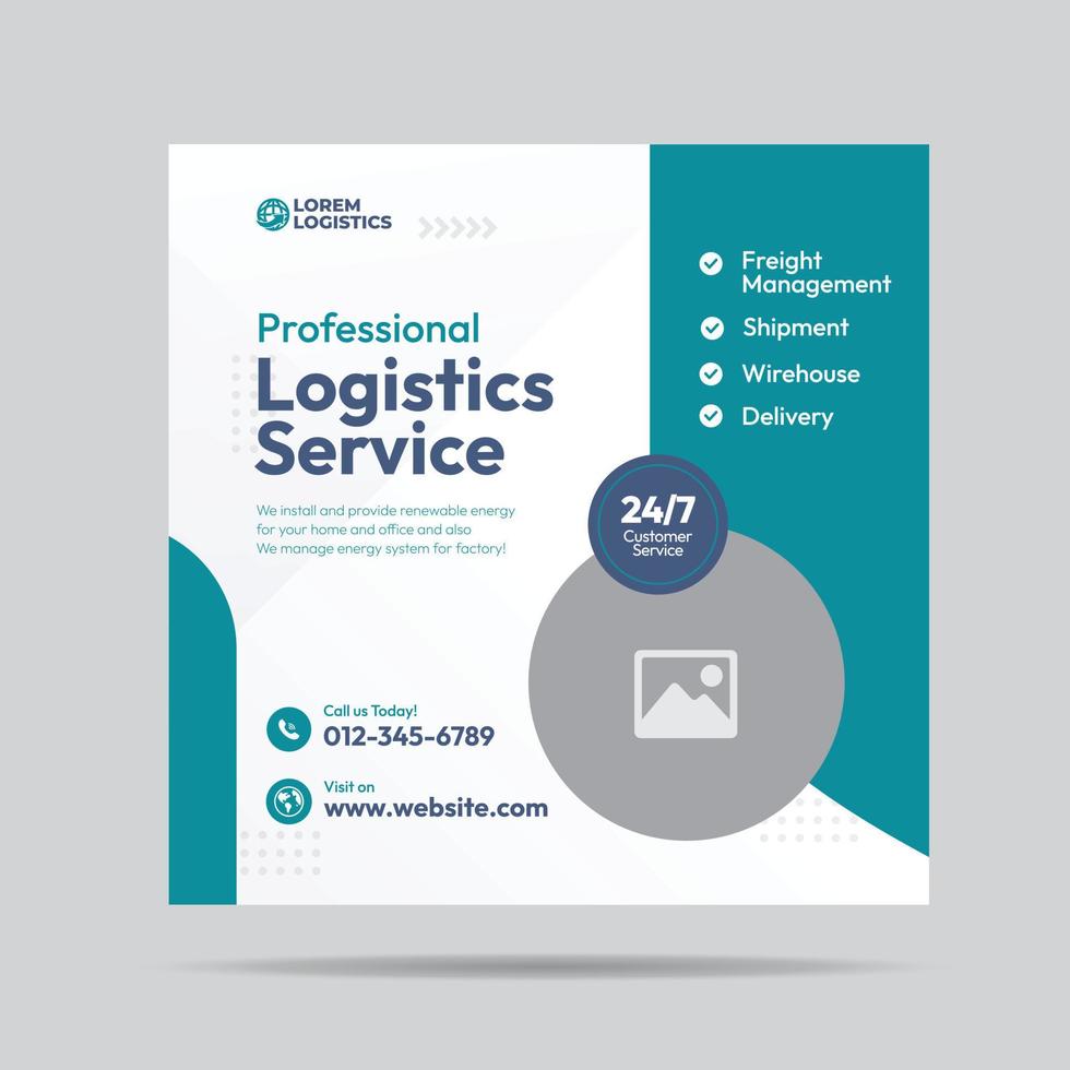 Shipment and Logistics service social media post design or Courier and delivery post templates vector