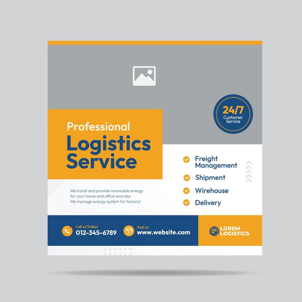 Shipment and Logistics service social media post design or Courier and delivery post templates vector