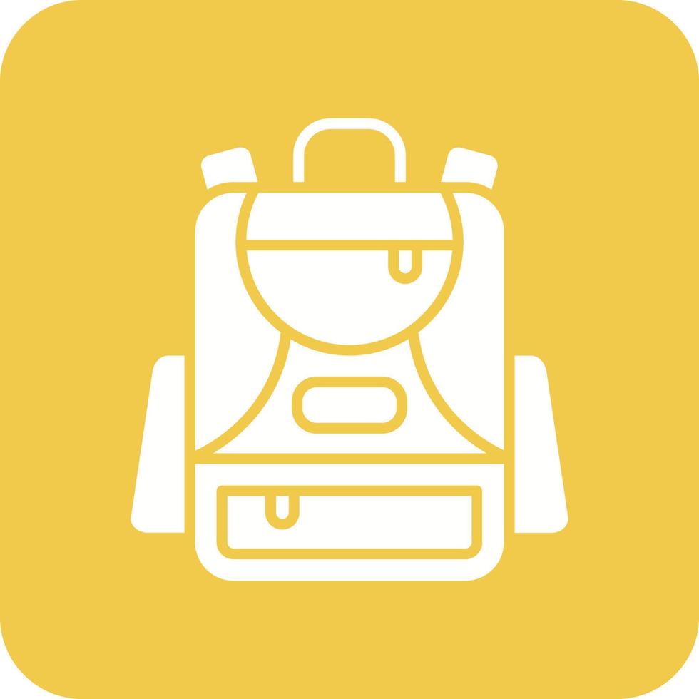 Backpack Glyph Round Corner Background Icon vector