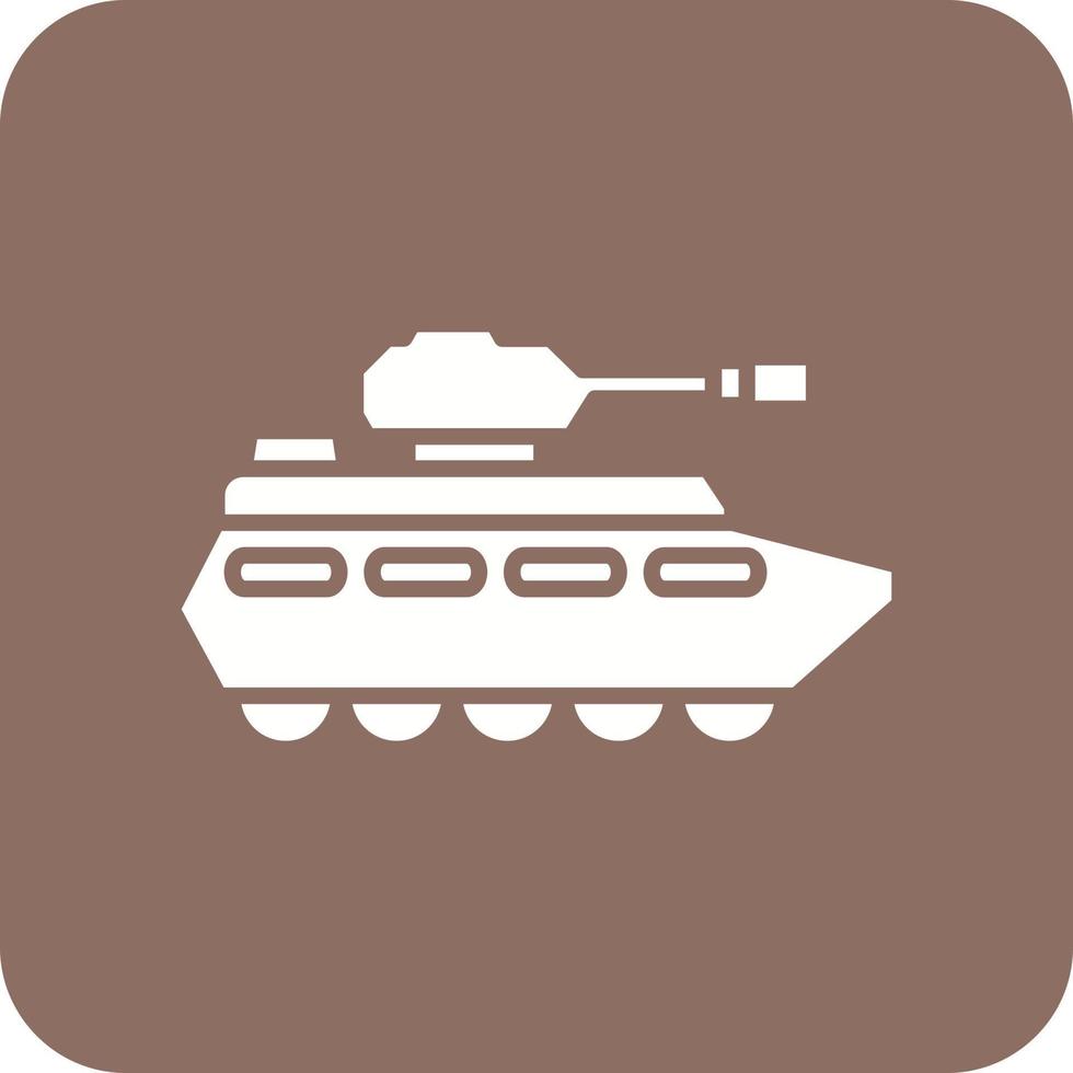 icono de fondo de esquina redonda de glifo de tanque del ejército vector