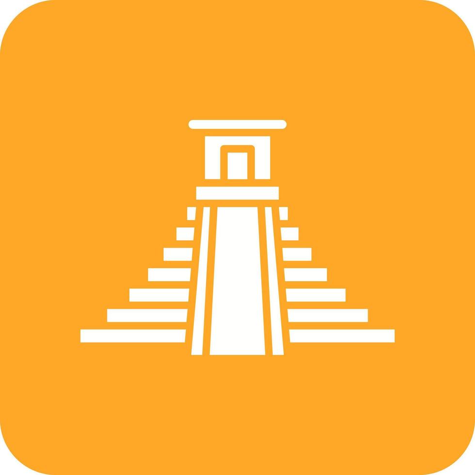 icono de fondo de esquina redonda de glifo de chichen itza vector