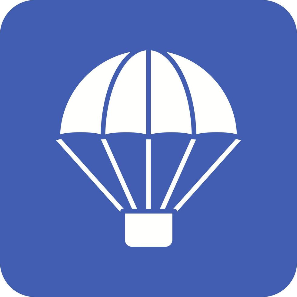 icono de fondo de esquina redonda de glifo de paracaídas del ejército vector