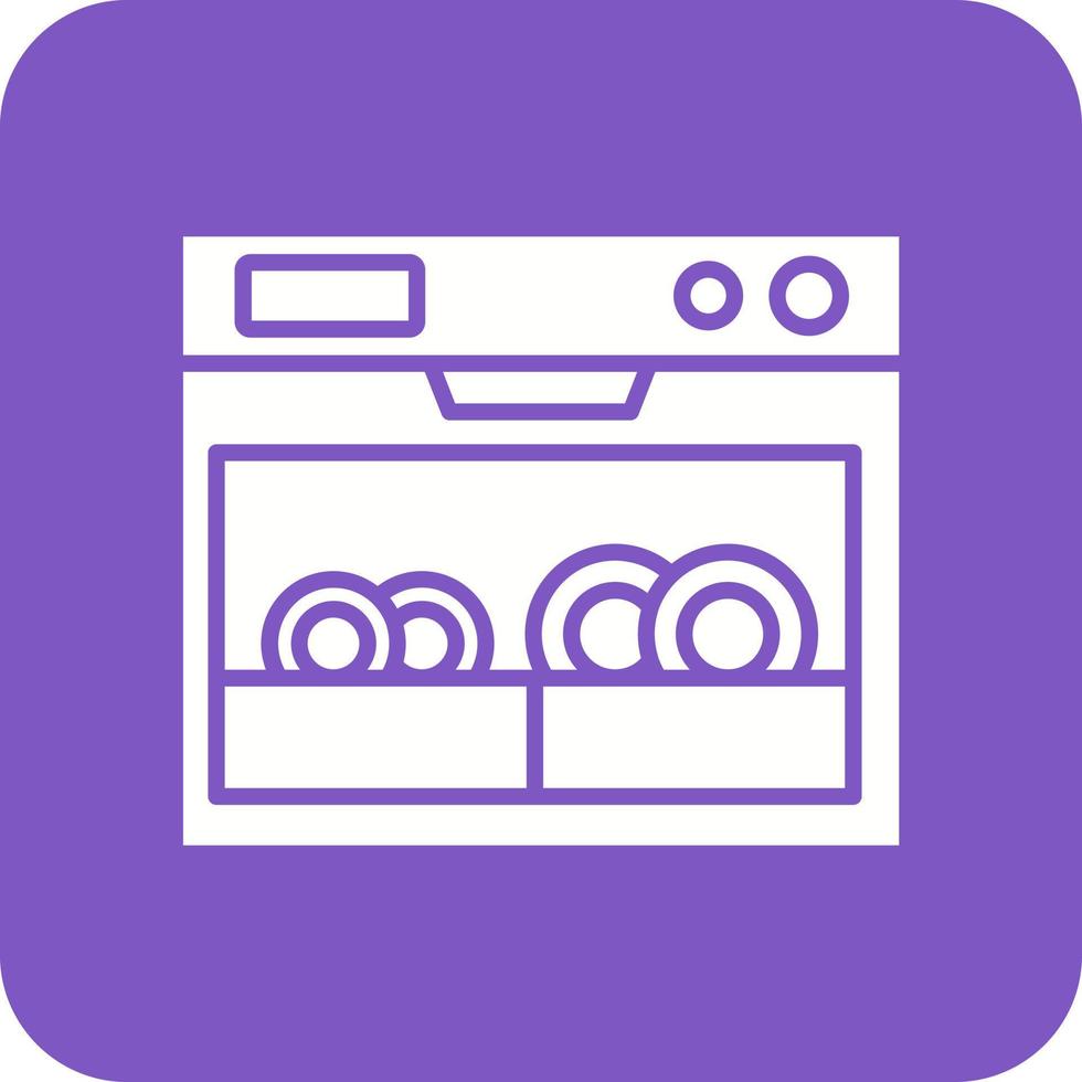 Dishwashing Glyph Round Corner Background Icon vector