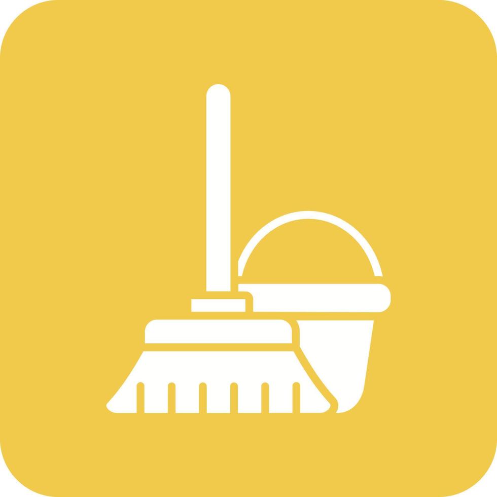 Mop Glyph Round Corner Background Icon vector