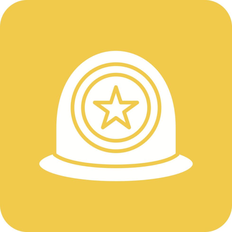 Police Helmet Glyph Round Corner Background Icon vector