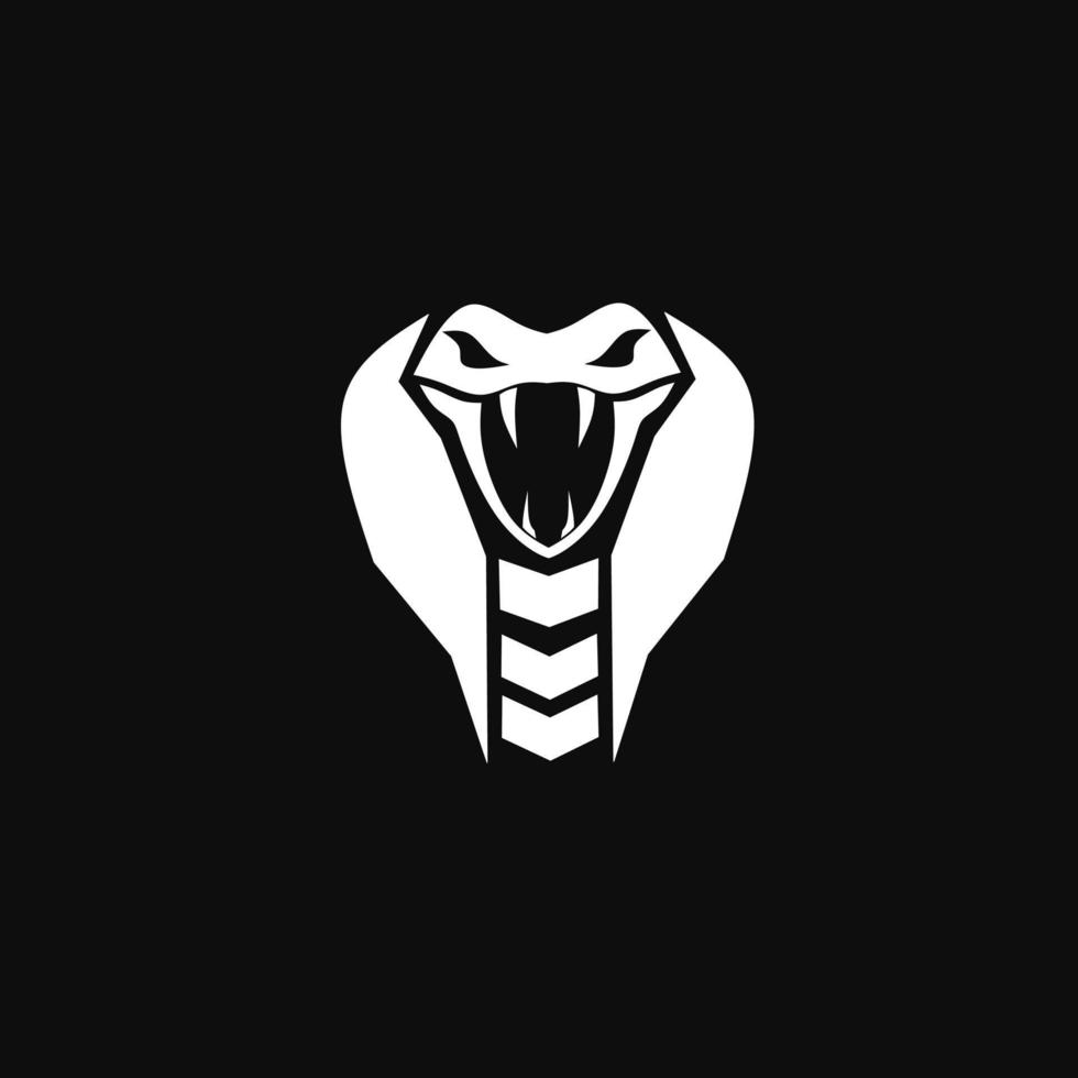 símbolo del logotipo vectorial cabeza de cobra en blanco sobre fondo negro vector