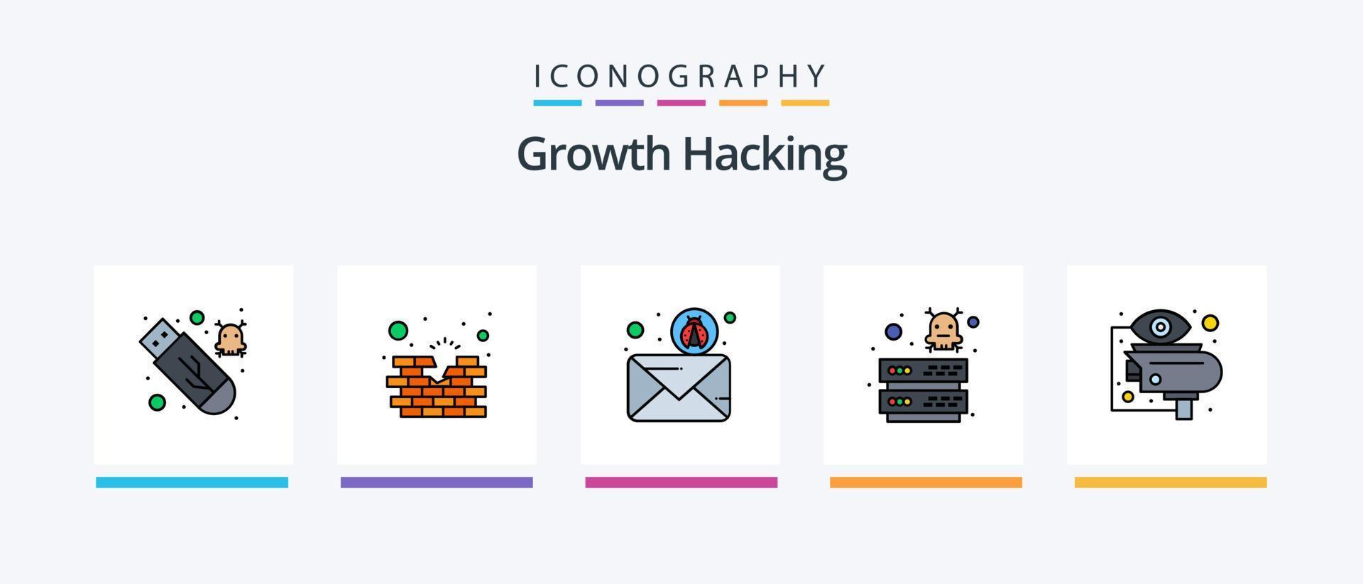 Hacking Line Filled 5 Icon Pack Including construction. shield. binary code. security. antivirus. Creative Icons Design vector