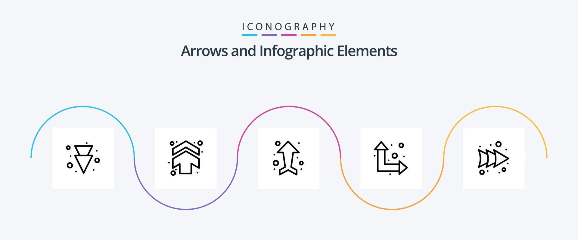 paquete de iconos de línea de flecha 5 que incluye flecha. flechas Correcto vector