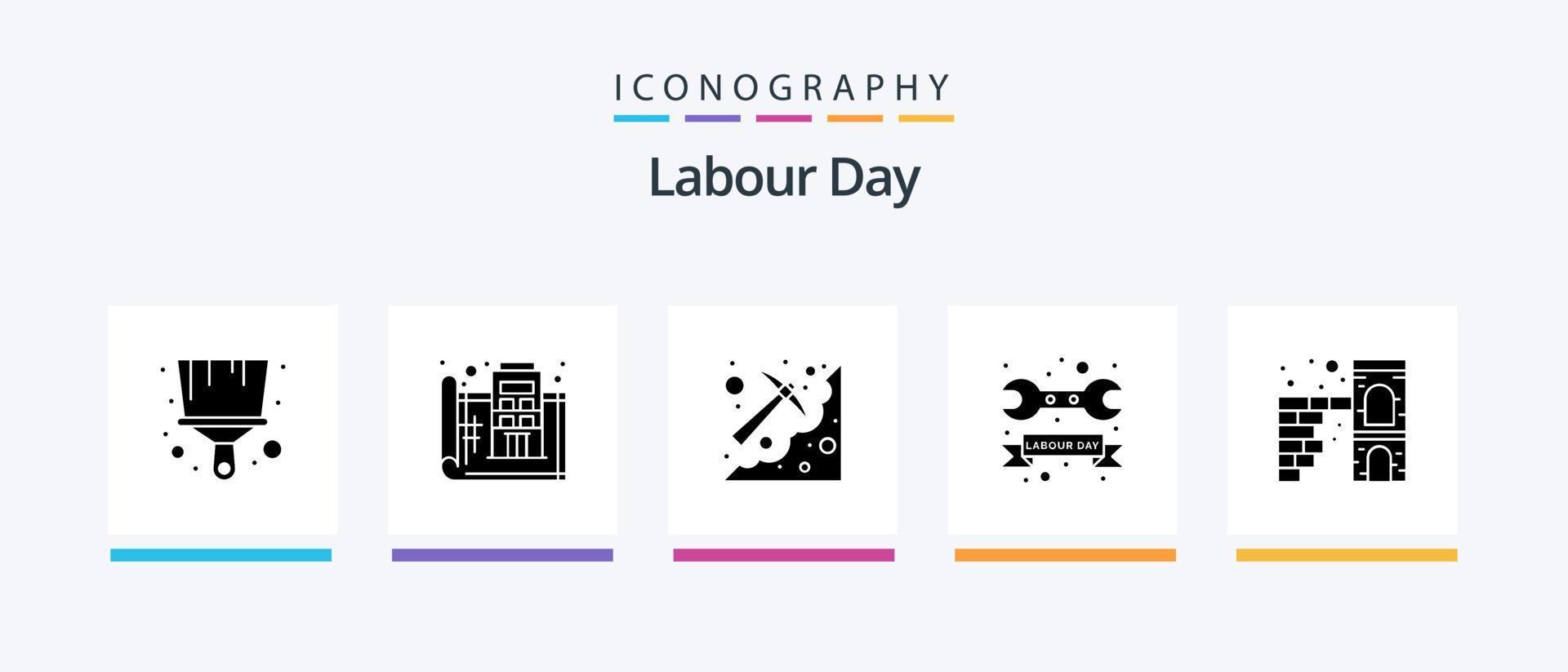 paquete de iconos del glifo 5 del día del trabajo que incluye el día. herramienta. cueva. reparar. pico. diseño de iconos creativos vector