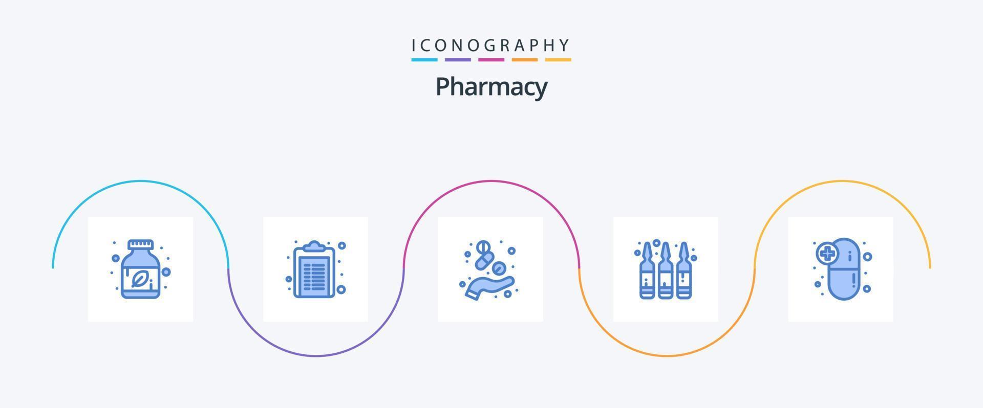 Pharmacy Blue 5 Icon Pack Including capsule. liquid. capsule. drug. medicine vector