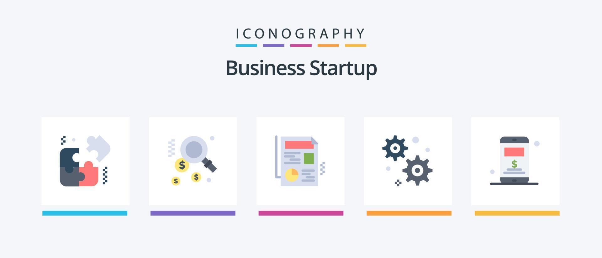 Business Startup Flat 5 Icon Pack Including . graph. server. Creative Icons Design vector