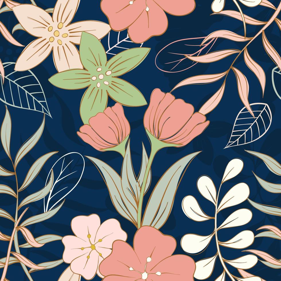 Seamless Hand Drawn Floral Pattern vector