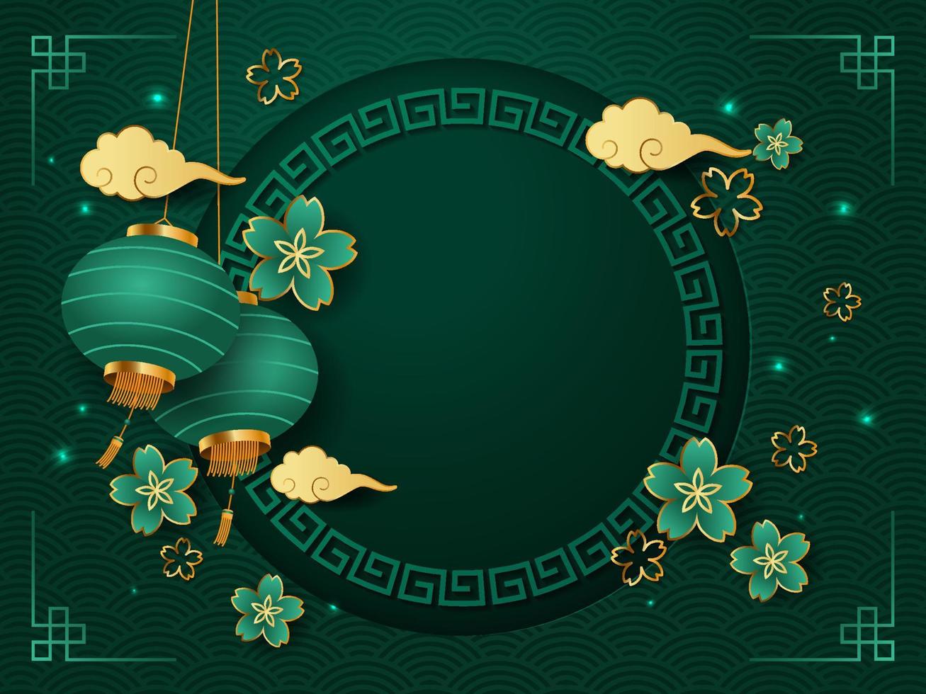 fondo de año nuevo chino verde jade vector