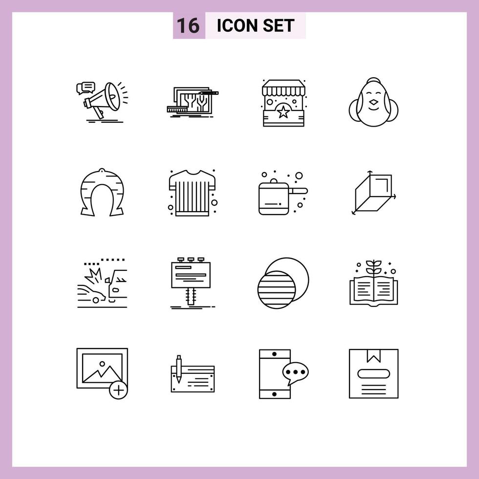 Outline Pack of 16 Universal Symbols of baby chicken design egg shopping Editable Vector Design Elements