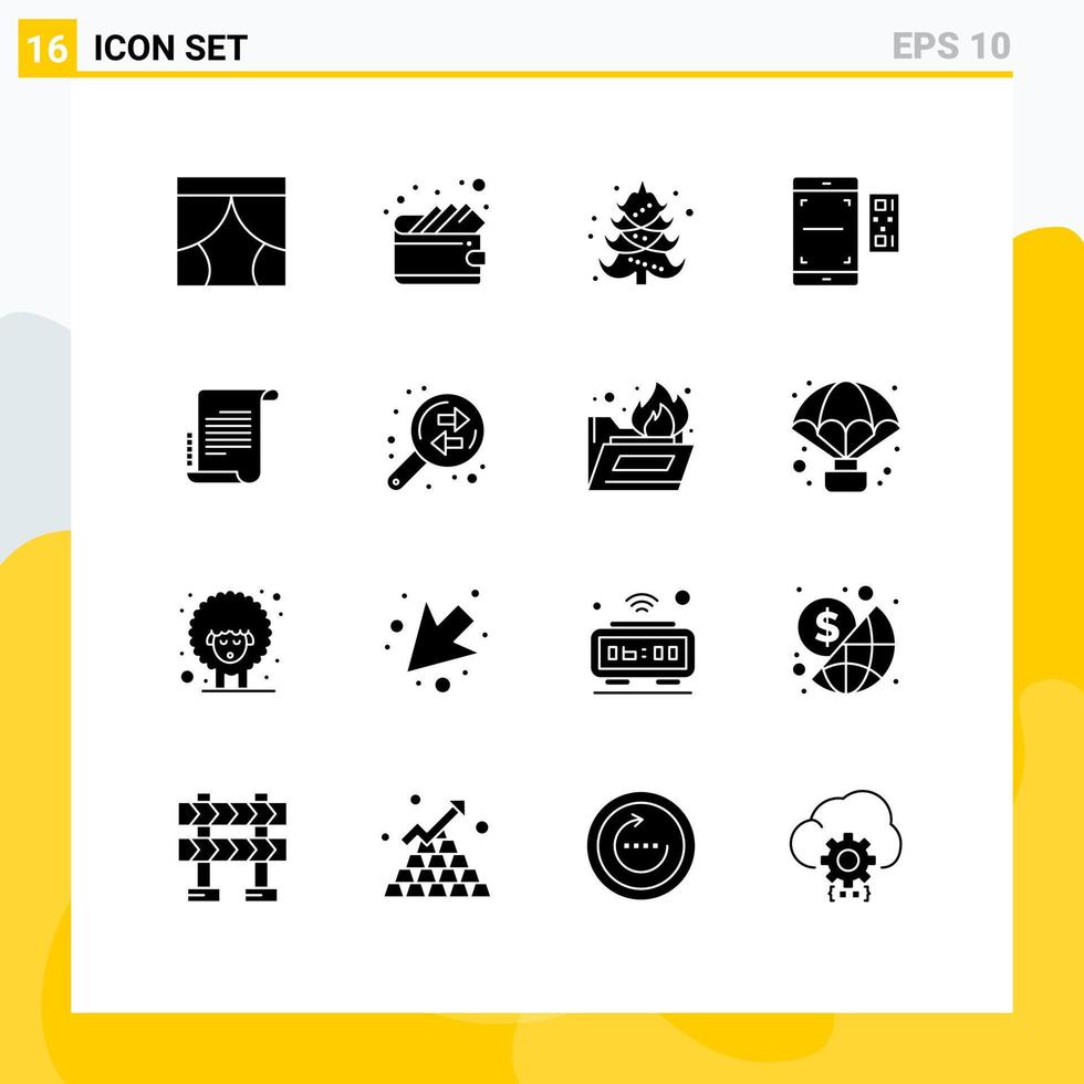 Solid Glyph Pack of 16 Universal Symbols of novel valentine christmas smartphone qr Editable Vector Design Elements