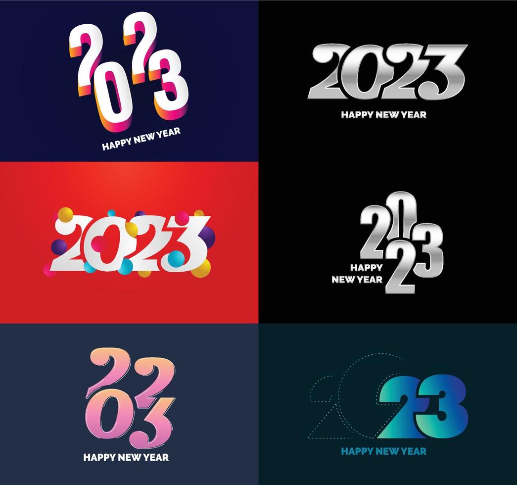 Big Collection of 2023 Happy New Year symbols Cover of business diary for 2023 with wishes vector