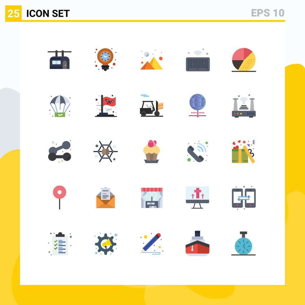 Set of 25 Modern UI Icons Symbols Signs for engine iot light bulb internet iftaar time Editable Vector Design Elements