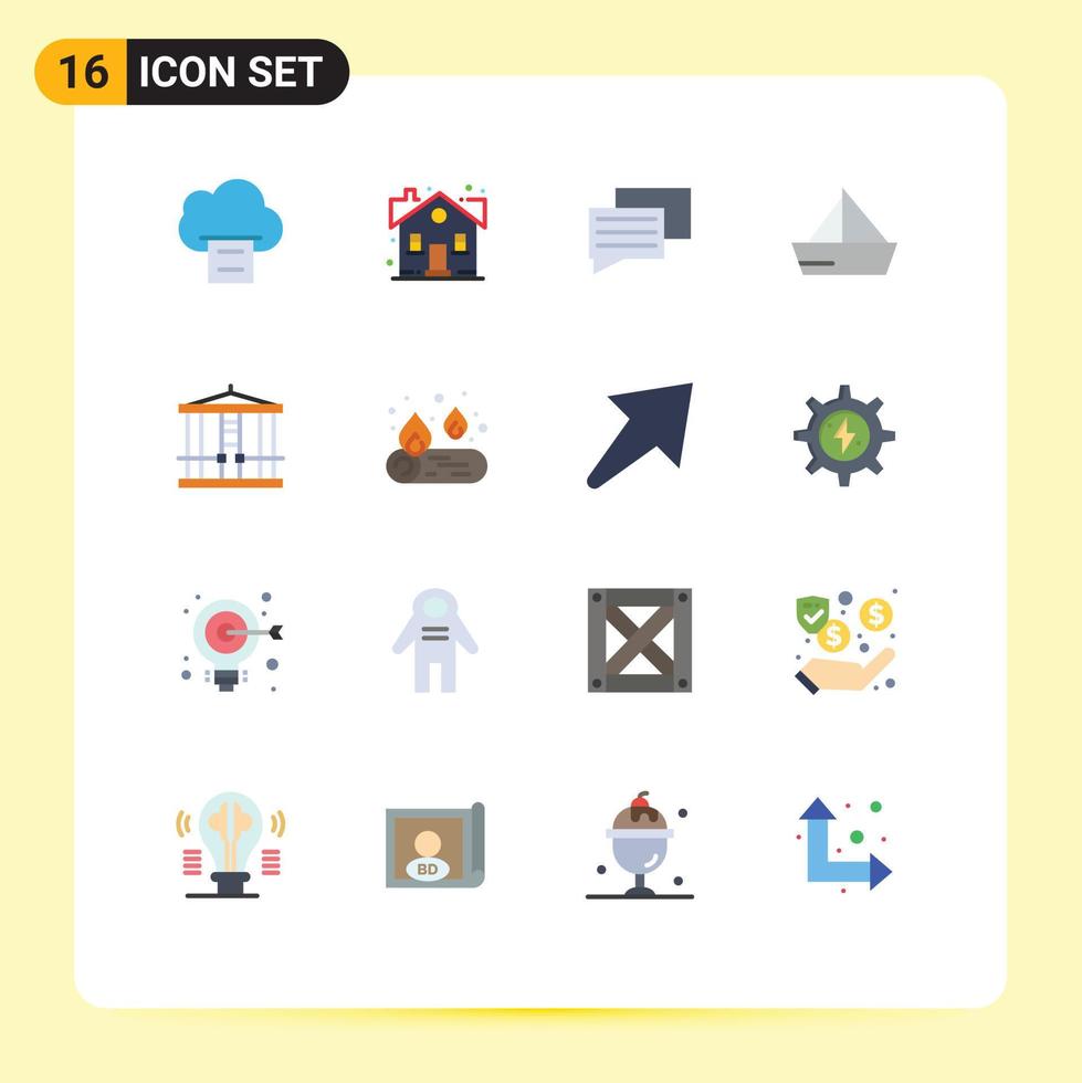 Modern Set of 16 Flat Colors Pictograph of cloud education building sweet home boat Editable Pack of Creative Vector Design Elements