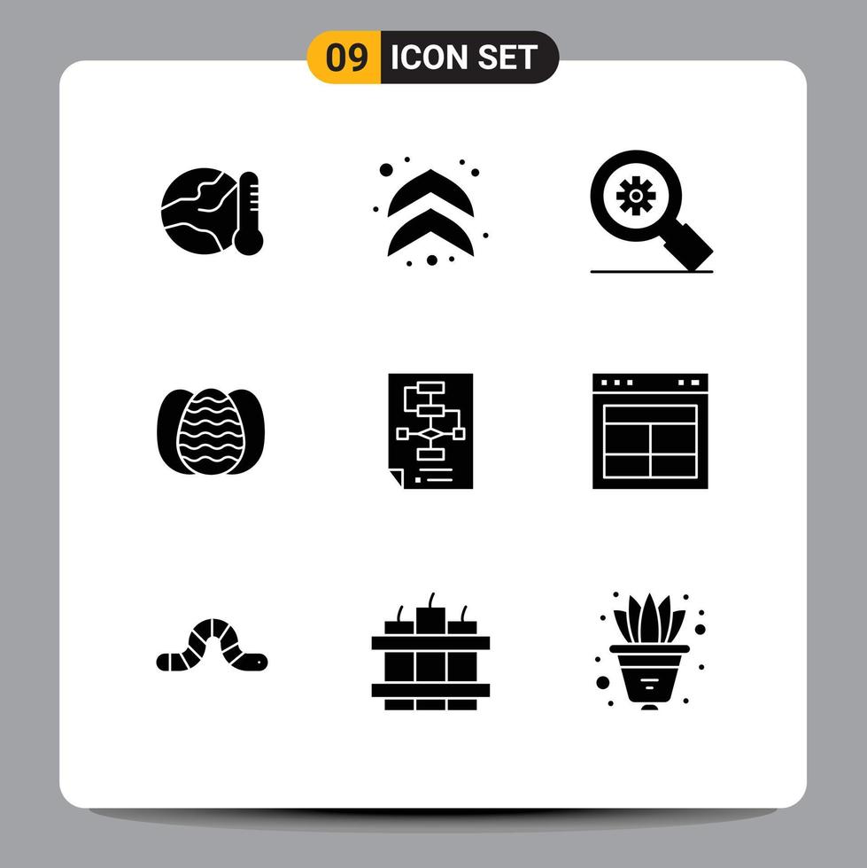 Modern Set of 9 Solid Glyphs and symbols such as corporate nature research robbit egg Editable Vector Design Elements