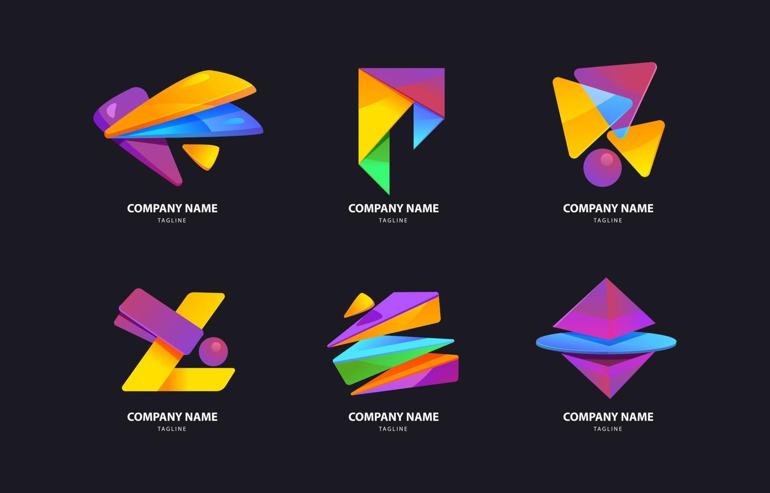 Colorful Geometric Logo Set vector