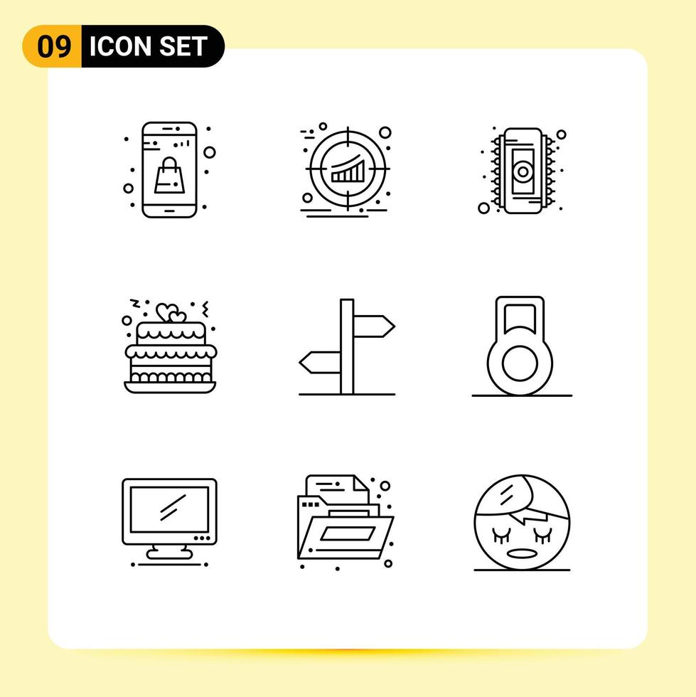 9 Thematic Vector Outlines and Editable Symbols of direction wedding strategy love ram Editable Vector Design Elements