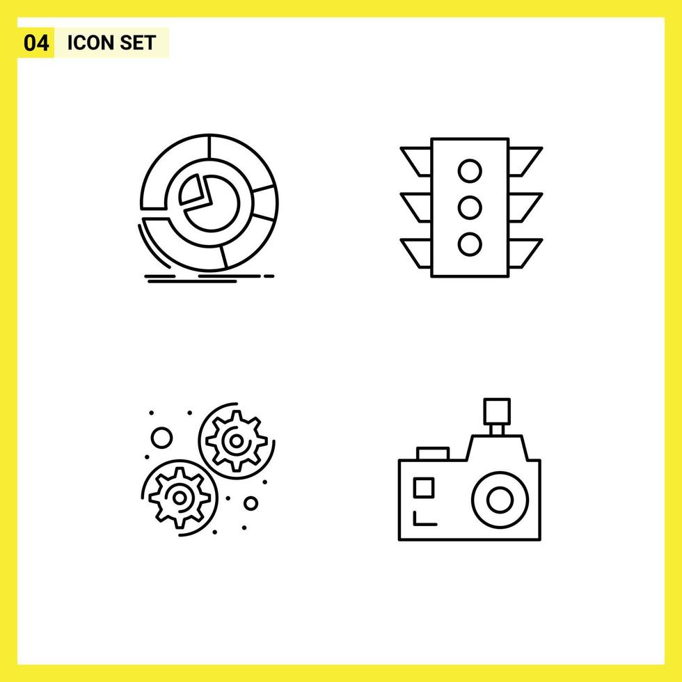Pictogram Set of 4 Simple Filledline Flat Colors of analysis rule diagram traffic options Editable Vector Design Elements