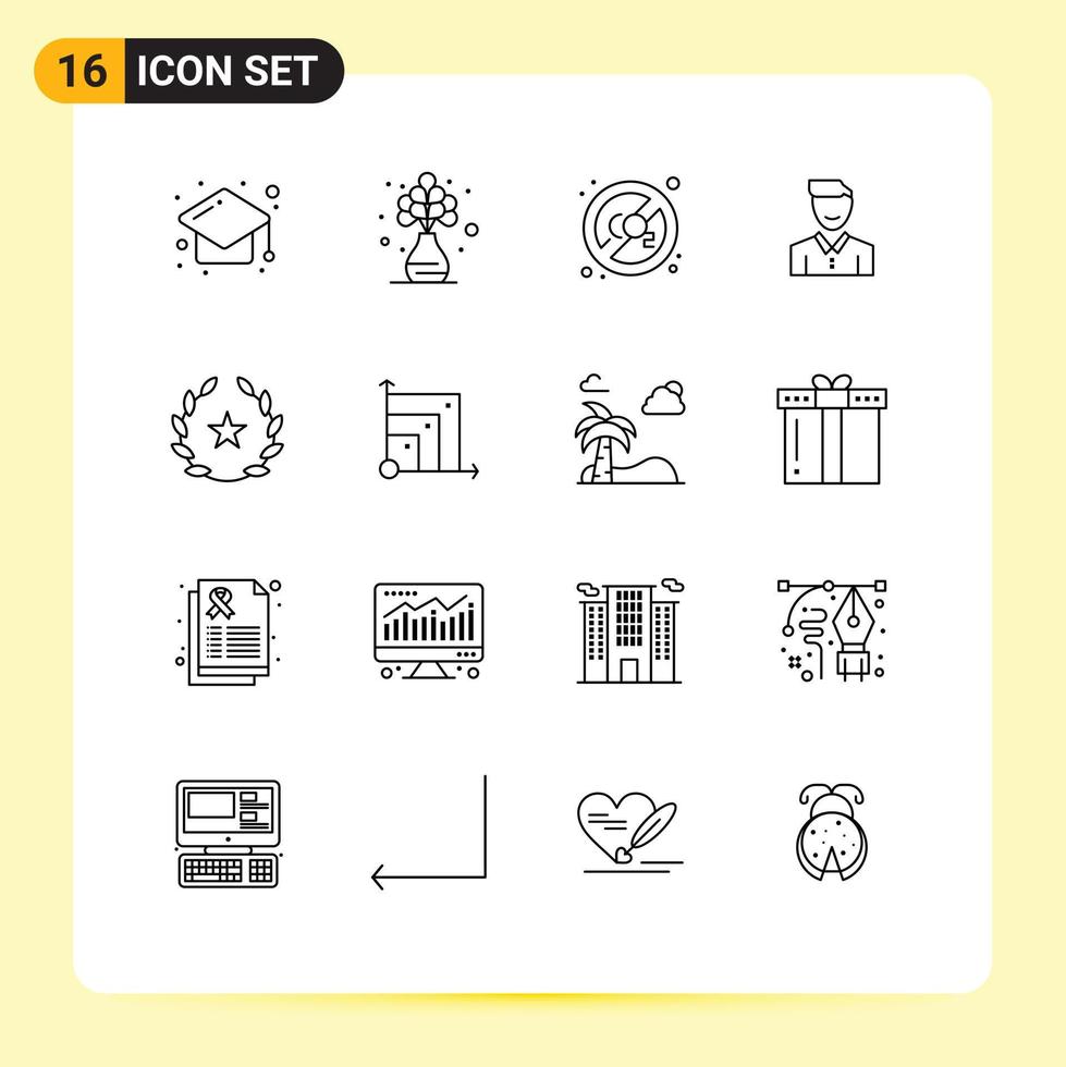 16 iconos creativos signos y símbolos modernos de persona feliz co cara avatar elementos de diseño vectorial editables vector