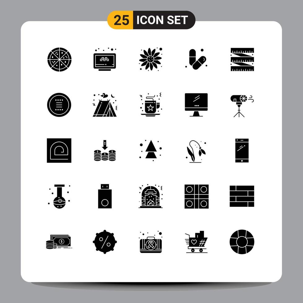 25 Creative Icons Modern Signs and Symbols of waist diet flower pills health Editable Vector Design Elements