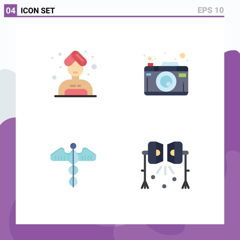 4 User Interface Flat Icon Pack of modern Signs and Symbols of woman heart camera photography care Editable Vector Design Elements