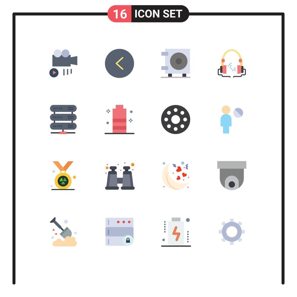 Modern Set of 16 Flat Colors and symbols such as camera headphone arrow cash audio Editable Pack of Creative Vector Design Elements