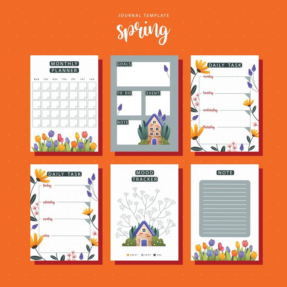 Spring Journal Template vector