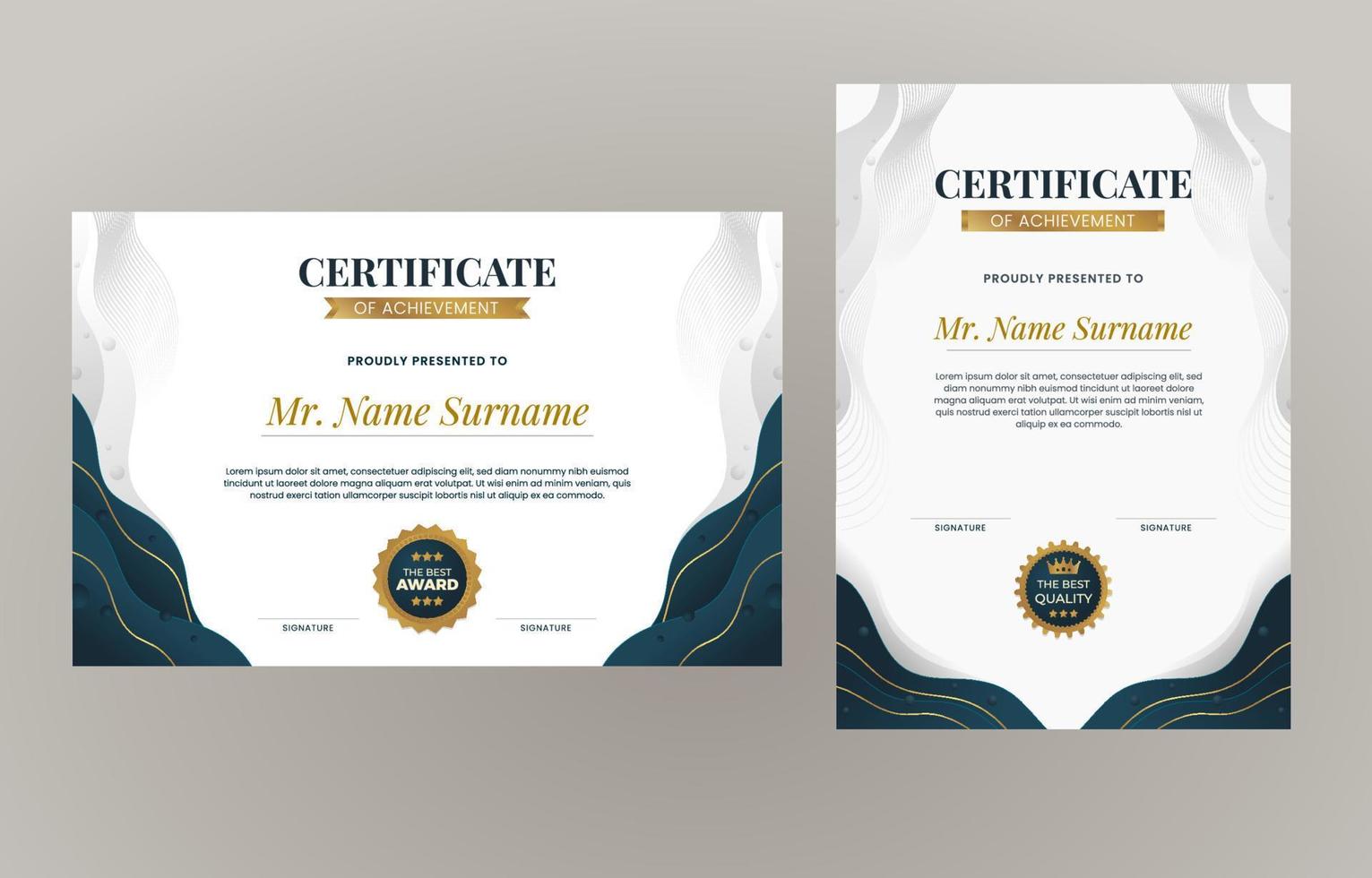 Set of Gradient Modern Certificate Template vector