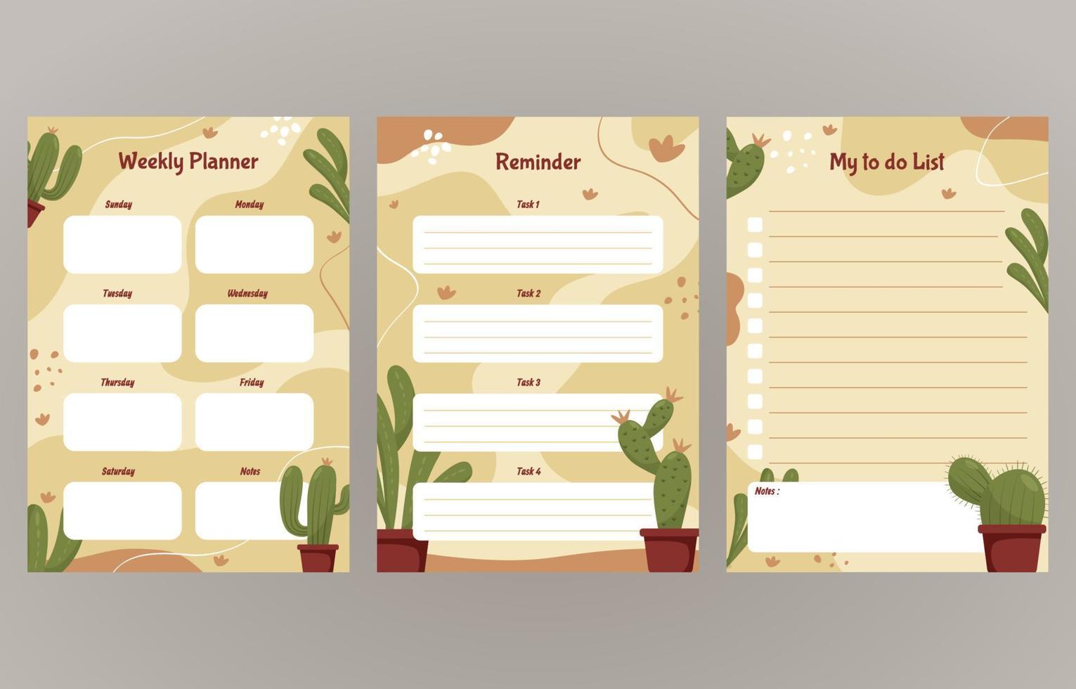 Cactus Themed Journal template vector