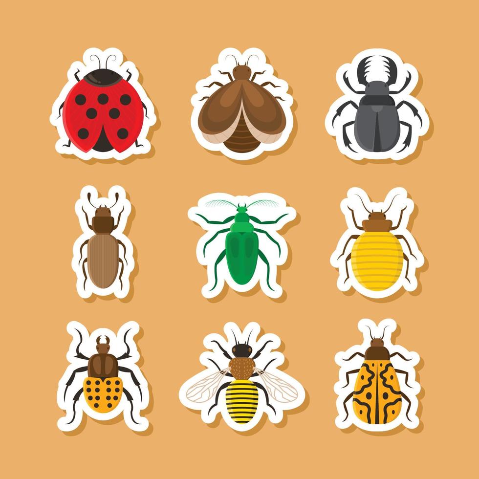 Set Of Journal Insect Stickers vector