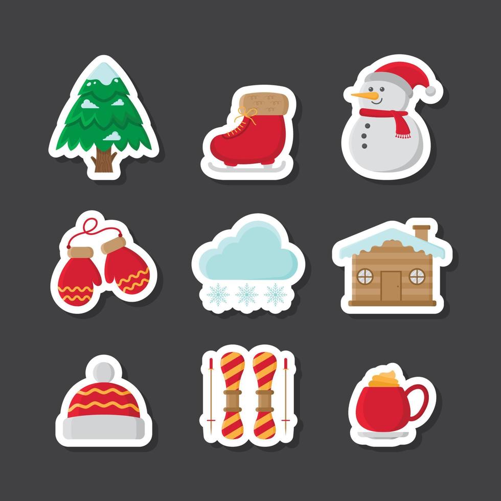 Set Of Winter Season Stickers vector
