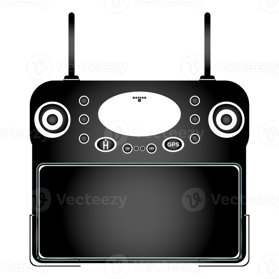 Delivery copter remote controller in outline style. Modern autonomous drone for drone order delivery. PNG Illustration.