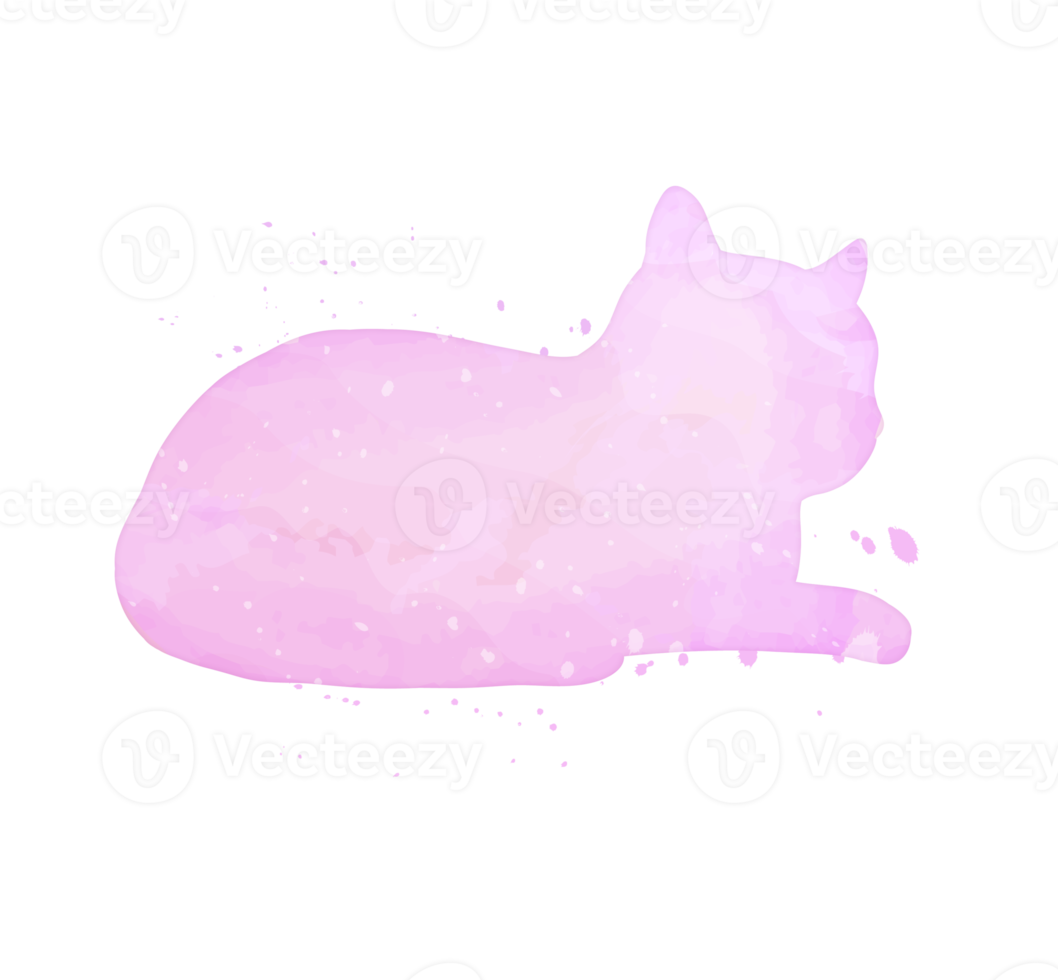 waterverf pastel kat met geklater silhouet schilderij clip art png