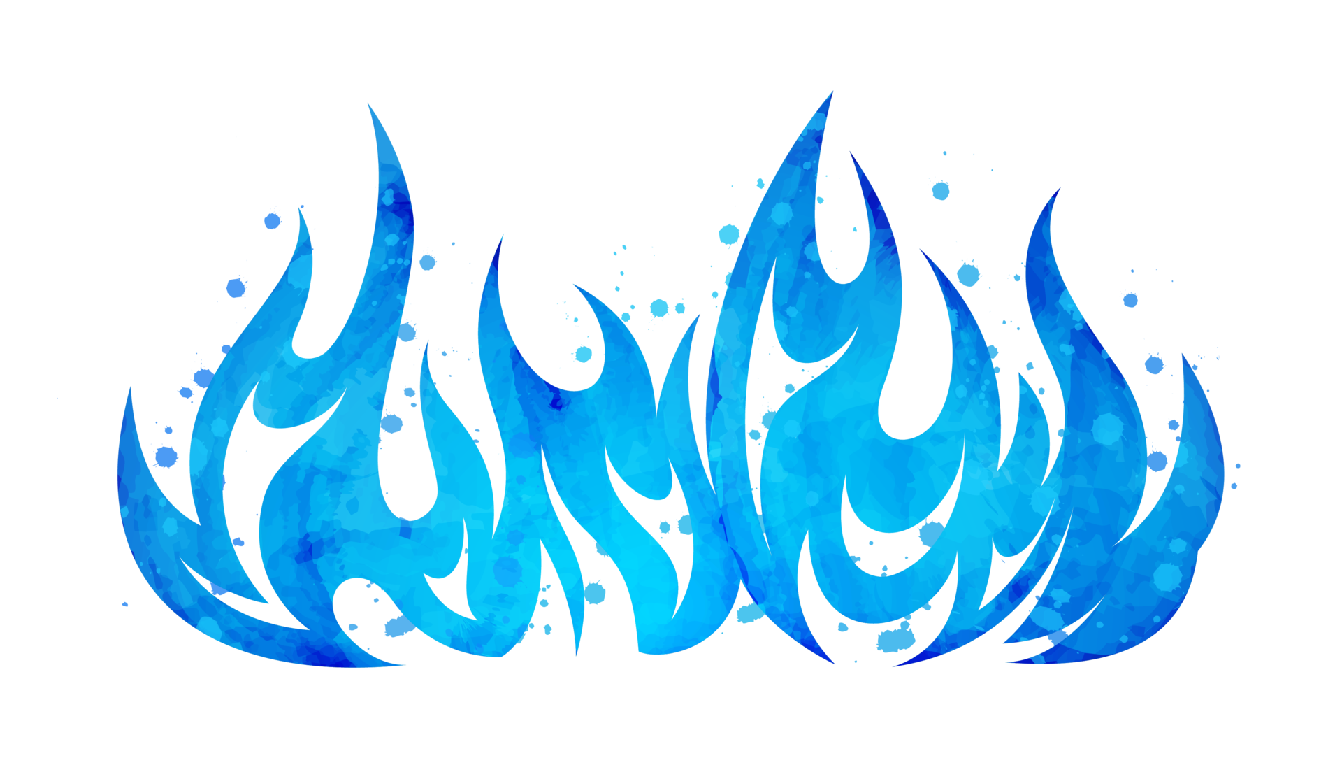 Watercolor Painted Blazing Blue Flame Fire Fireball Illustration