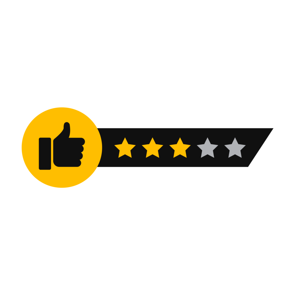 Three stars rating png with transparent background