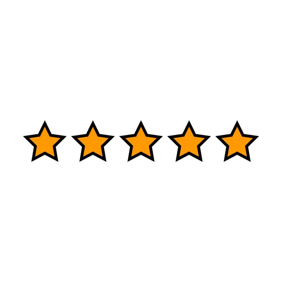 Five stars rating png with transparent background