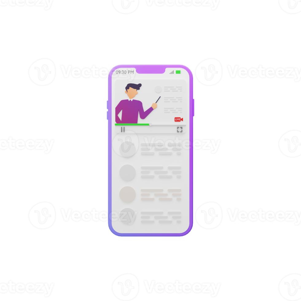 Teaching faculty Online classes on Live in Mobile App 3d icon png