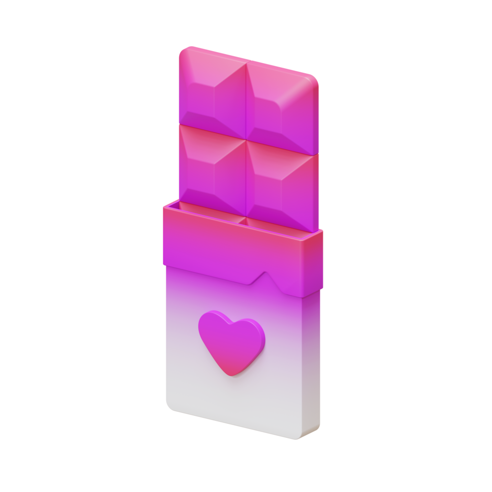 Valentine Chocolate Bar Isometric 3D Render Element png