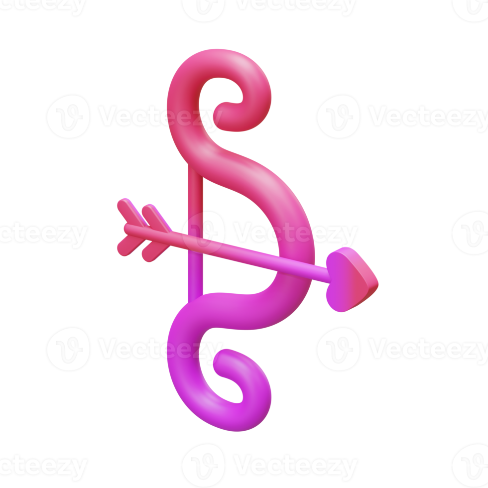 Valentine Bow And Arrow Isometric 3D Render Element png