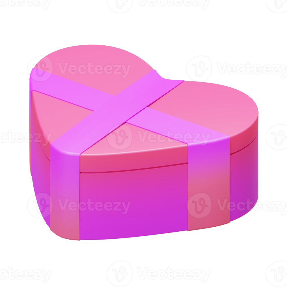 Valentine Heart Shaped Gift Isometric 3D Render Element png