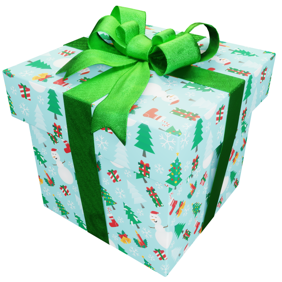 Christmas present of Christmas decors striped present with green ribbon png