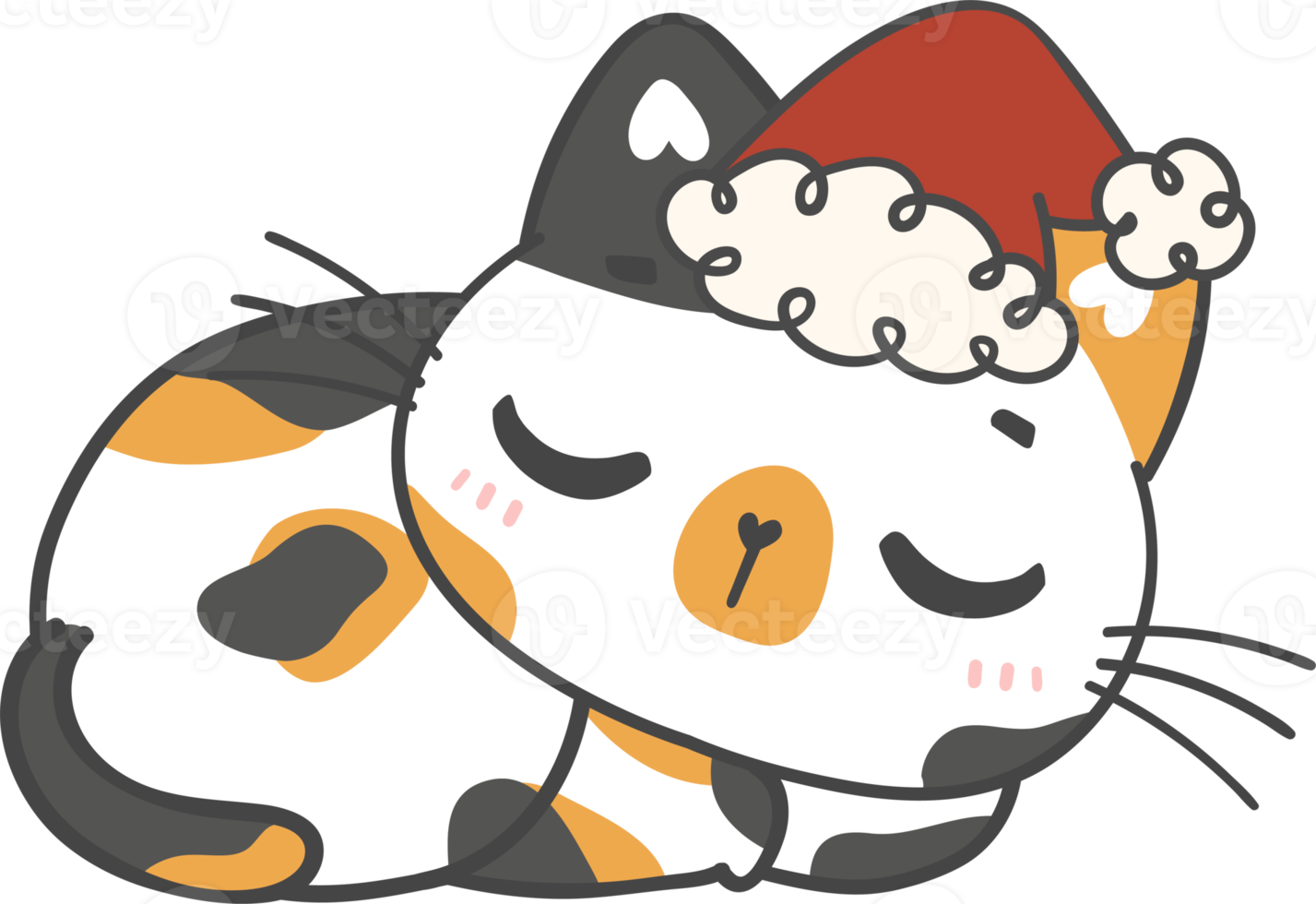 Cute happy Christmas Santa Calico cat cartoon png